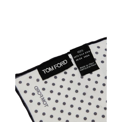 Tom Ford Black And White Silk Pocket Square
