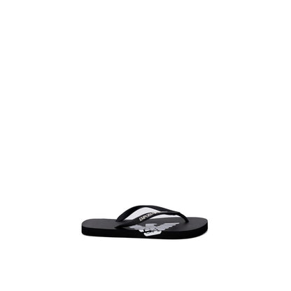 Emporio Armani Underwear Black And White Rubber Flip-Flop Sandals