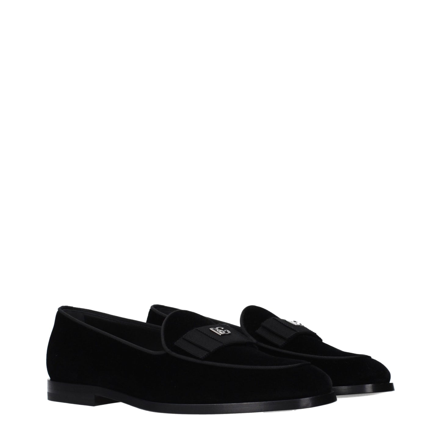 Dolce & Gabbana Black Velvet Slip-On Loafers