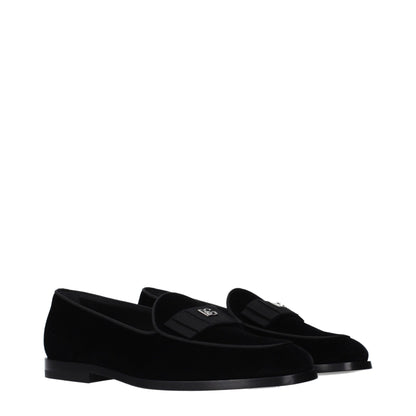 Dolce & Gabbana Black Velvet Slip-On Loafers