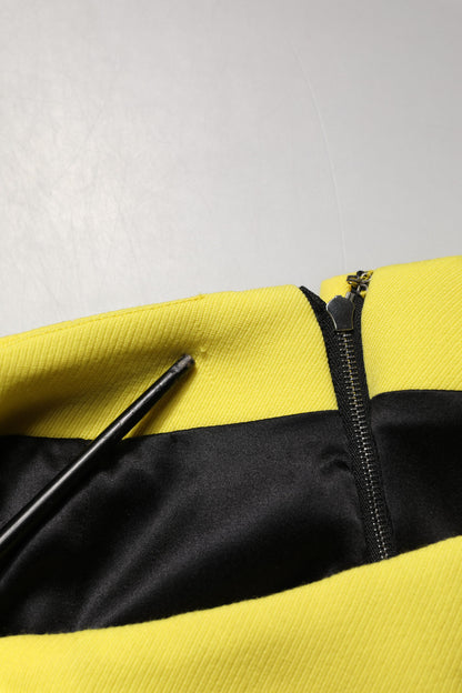 Dolce & Gabbana Yellow Wool Buttoned High Waist Mini Skirt