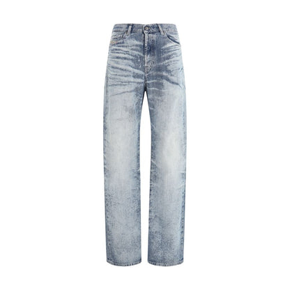 Diesel Blue Cotton Straight-Leg Jeans
