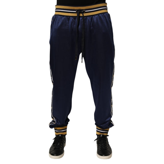 Dolce & Gabbana Blue Nylon Jogger Mid Waist Trouser Pants