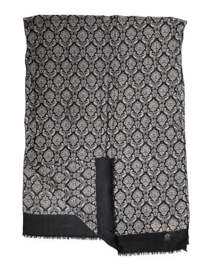 Dolce & Gabbana Black White Damask Patterned Lace Men Scarf