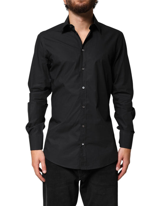 Dolce & Gabbana Black GOLD Cotton Men Dress Formal Shirt