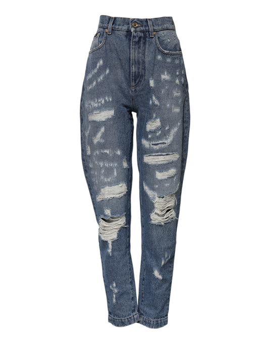 Dolce & Gabbana Blue Distressed Cotton AMBER Denim Jeans