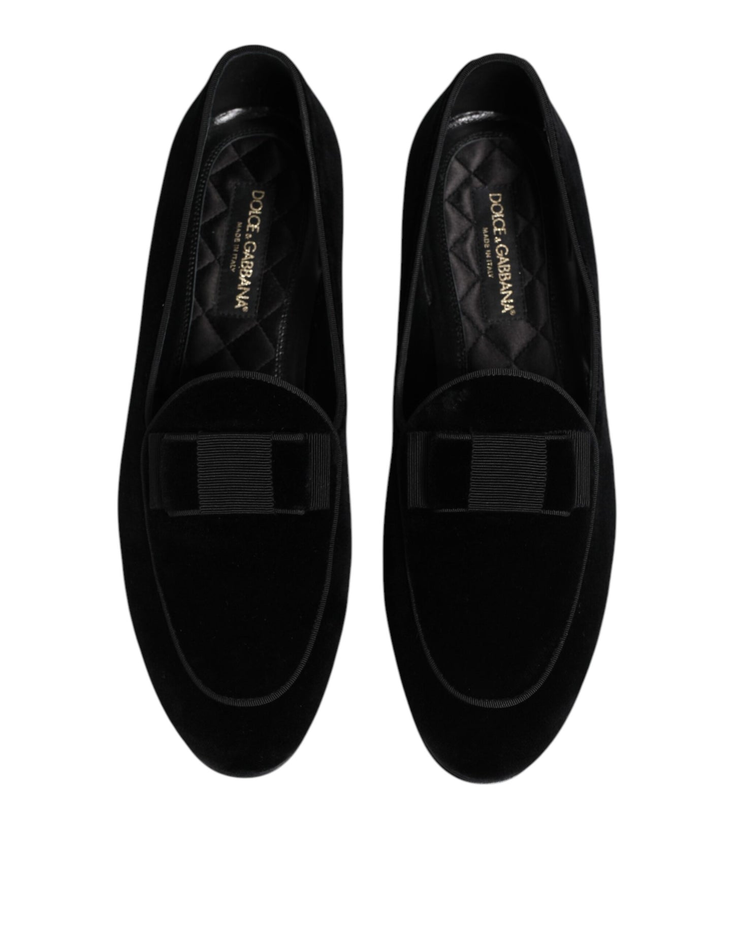 Dolce & Gabbana Black Velvet Slip On Loafers Formal Men Shoes