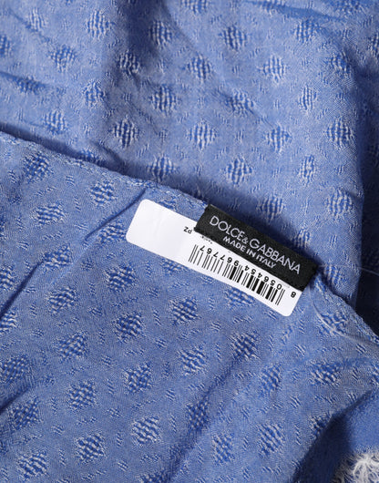 Dolce & Gabbana Blue Lace Stole Cotton Neck Wrap Shawl Scarf