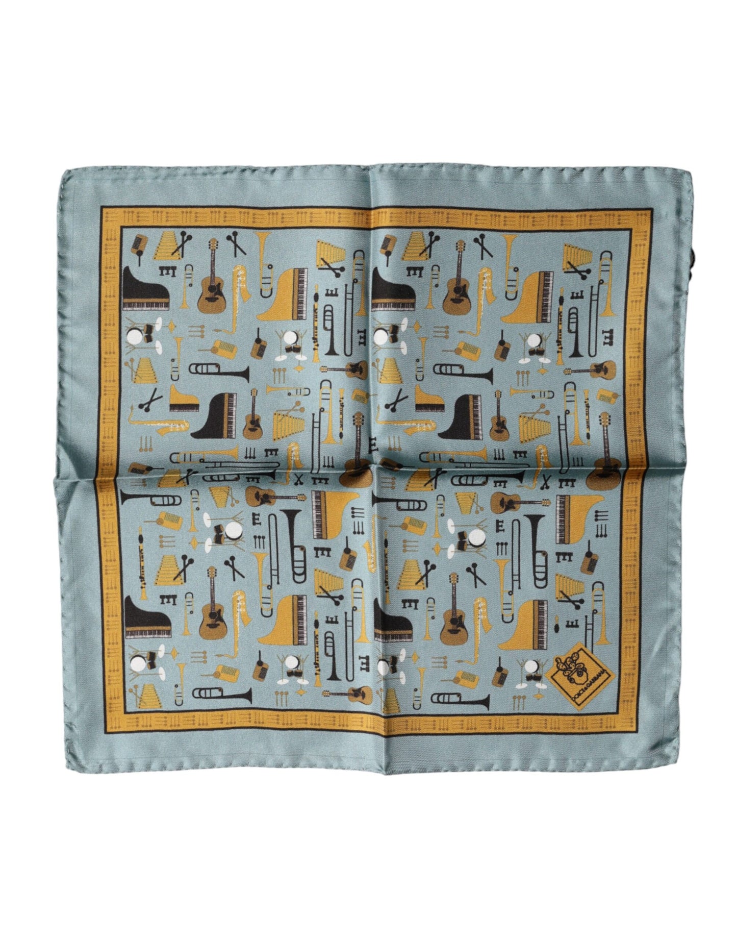 Dolce & Gabbana Blue Jazz Club Square Handkerchief Scarf