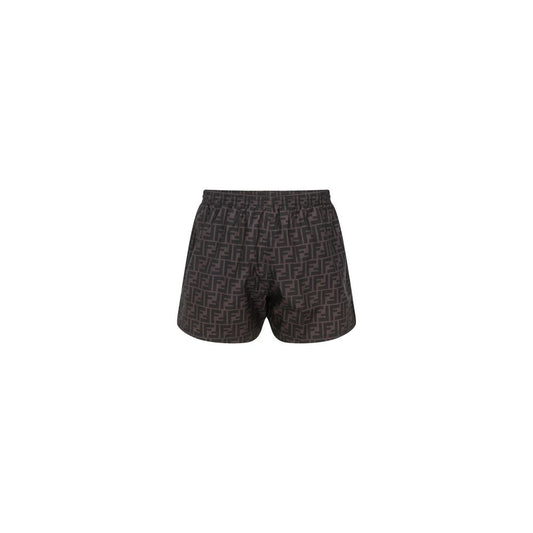 Fendi Gray Polyester Swim Shorts