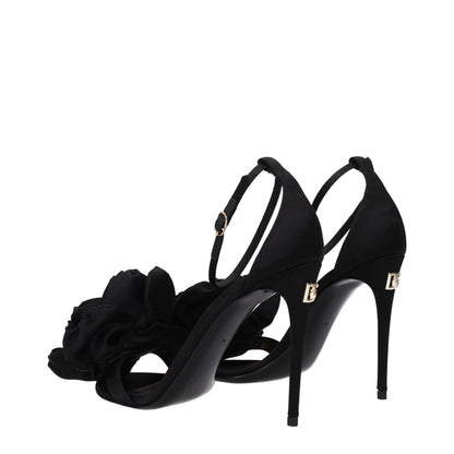 Dolce & Gabbana Black Satin Stiletto Heel Sandals