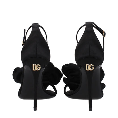 Dolce & Gabbana Black Satin Stiletto Heel Sandals