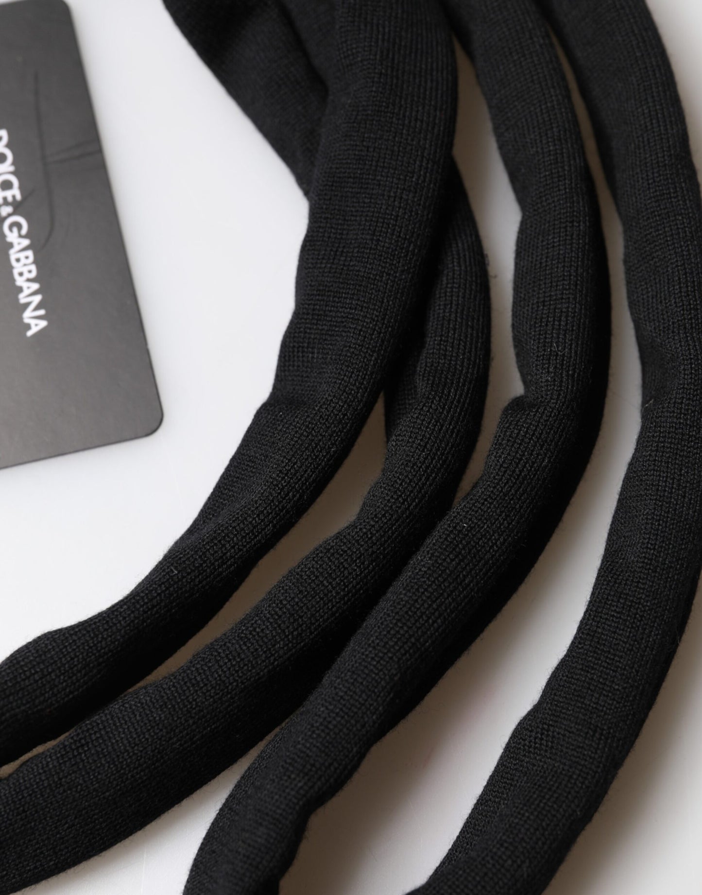 Dolce & Gabbana Black Wool Knitted Neck Wrap Shawl Men Scarf