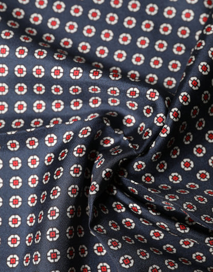 Dolce & Gabbana Blue Patterned Silk Square Handkerchief Scarf