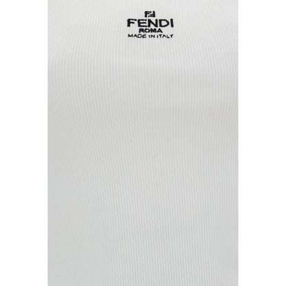 Fendi White Cotton Sleeveles T-Shirt