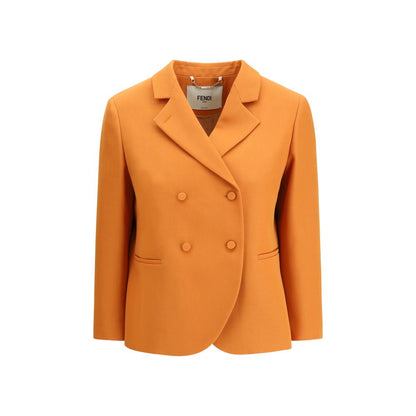 Fendi Orange Fleece Wool Coat