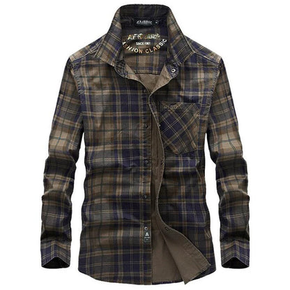 Men’s Long Sleeve Plaid Cotton Shirt