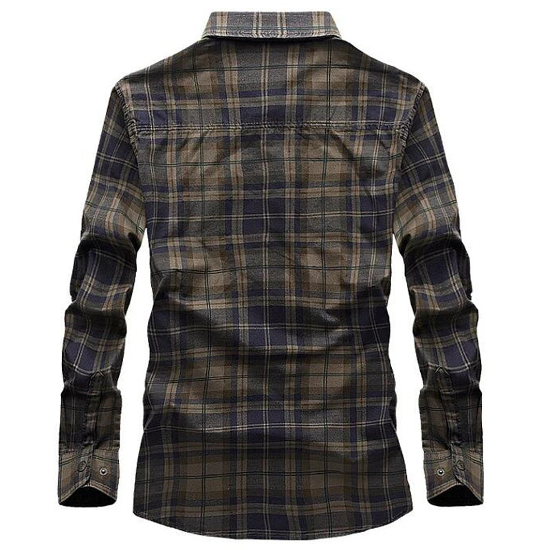 Men’s Long Sleeve Plaid Cotton Shirt