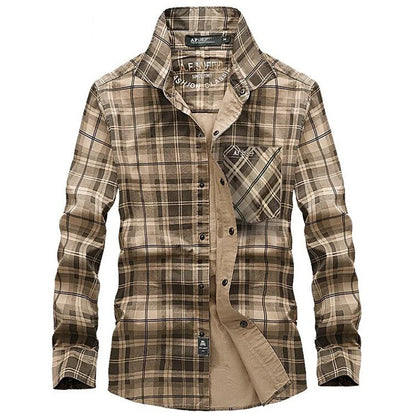 Men’s Long Sleeve Plaid Cotton Shirt