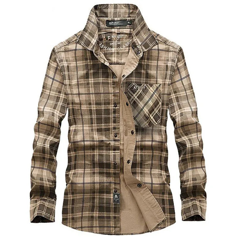 Men’s Long Sleeve Plaid Cotton Shirt