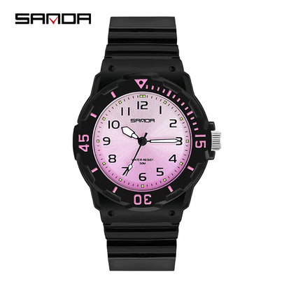 UTHAI Student Watch Fashion Trend Outdoor Sports Fresh 50M Waterproof PU Soft Female Middle School Student Youth Clock Watches