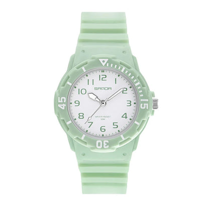 UTHAI Student Watch Fashion Trend Outdoor Sports Fresh 50M Waterproof PU Soft Female Middle School Student Youth Clock Watches
