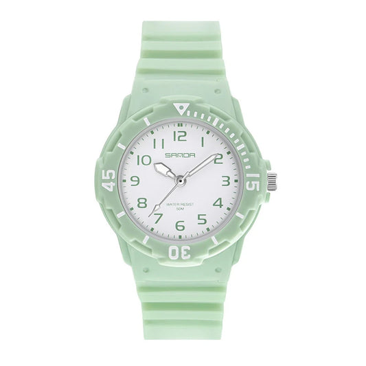 UTHAI Student Watch Fashion Trend Outdoor Sports Fresh 50M Waterproof PU Soft Female Middle School Student Youth Clock Watches