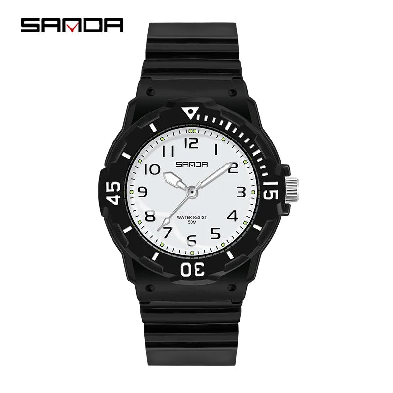UTHAI Student Watch Fashion Trend Outdoor Sports Fresh 50M Waterproof PU Soft Female Middle School Student Youth Clock Watches
