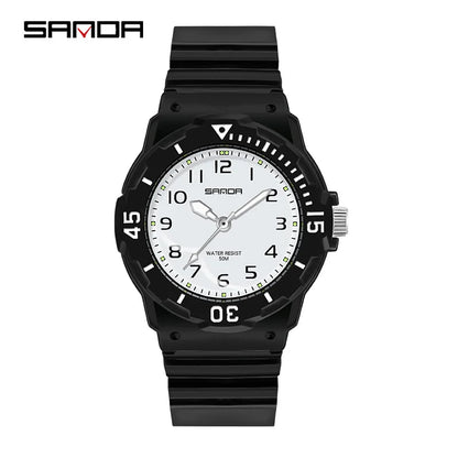 UTHAI Student Watch Fashion Trend Outdoor Sports Fresh 50M Waterproof PU Soft Female Middle School Student Youth Clock Watches