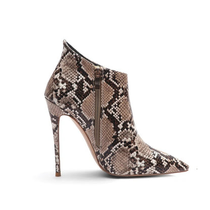 SIMLOVEYO Snakeprint PU Ankle Boots