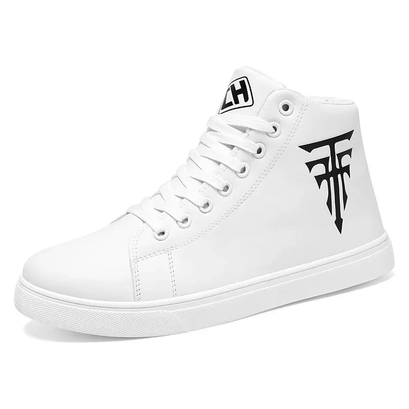 Men High Top Sneakers Fashion Leather Casual Shoes