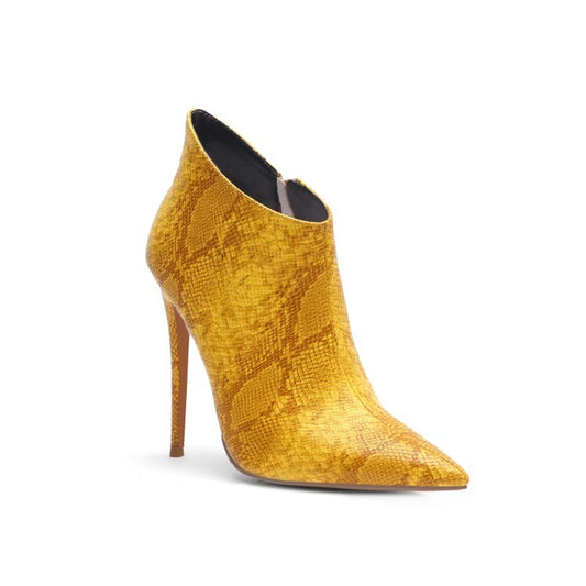 SIMLOVEYO Snakeprint PU Ankle Boots