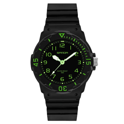 UTHAI Student Watch Fashion Trend Outdoor Sports Fresh 50M Waterproof PU Soft Female Middle School Student Youth Clock Watches