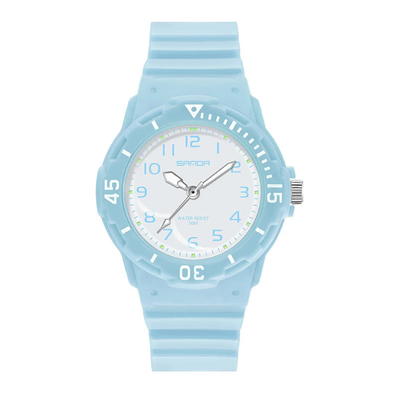 UTHAI Student Watch Fashion Trend Outdoor Sports Fresh 50M Waterproof PU Soft Female Middle School Student Youth Clock Watches