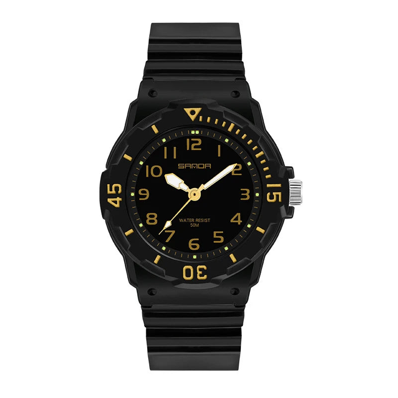 UTHAI Student Watch Fashion Trend Outdoor Sports Fresh 50M Waterproof PU Soft Female Middle School Student Youth Clock Watches