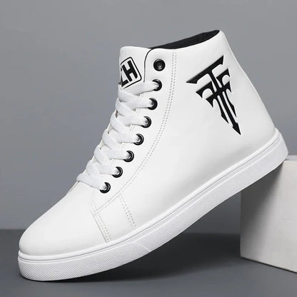 Men High Top Sneakers Fashion Leather Casual Shoes