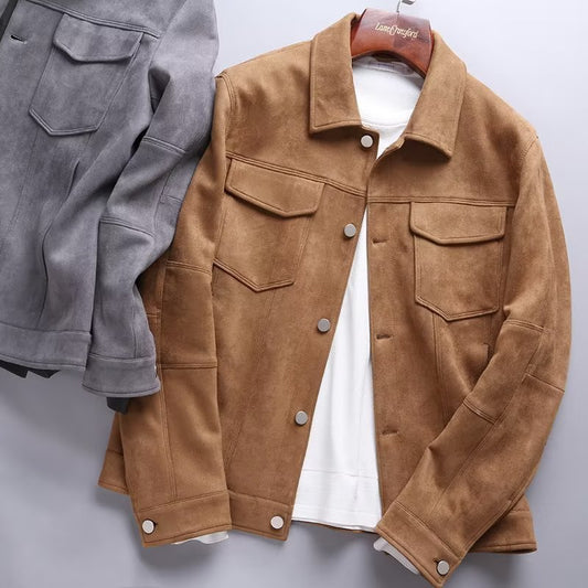 Polo Collar Jacket Loose Casual Top Male