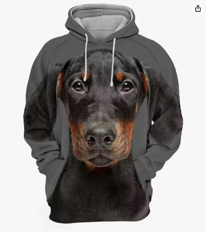 Men's Thermal Transfer 3D Dog Hoodie Coat