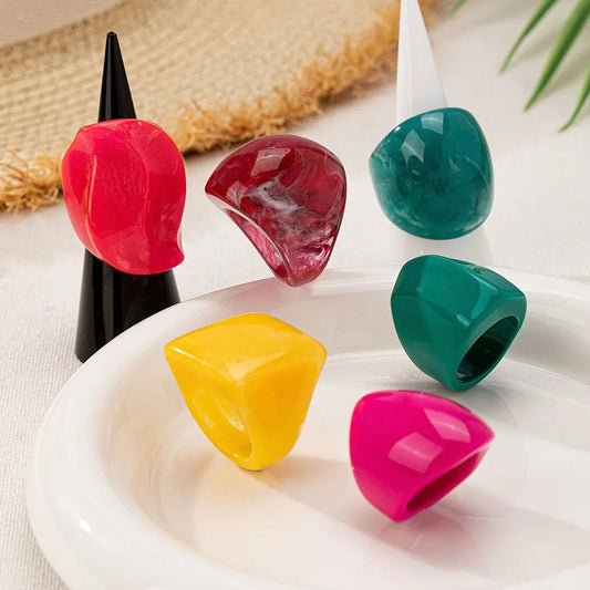 Acrylic Ring Set for Women and Girls – Elegant Fashion Jewelry Accessories, Holiday Party Gift (OL CR001) - SMARTMARTNZ