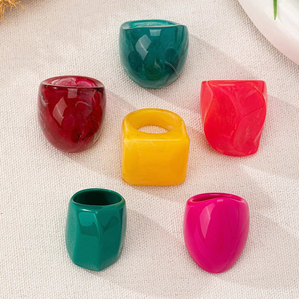 Acrylic Ring Set for Women and Girls – Elegant Fashion Jewelry Accessories, Holiday Party Gift (OL CR001) - SMARTMARTNZ
