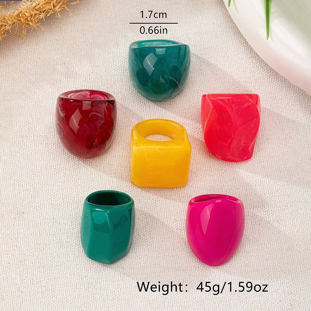 Acrylic Ring Set for Women and Girls – Elegant Fashion Jewelry Accessories, Holiday Party Gift (OL CR001) - SMARTMARTNZ