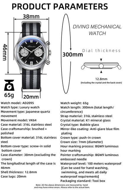 ADDIESDIVE AD2095 Men’s Chronograph Watch - SMARTMARTNZ