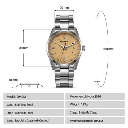 BERNY Men’s Luminous Sapphire Quartz Watch - SMARTMARTNZ