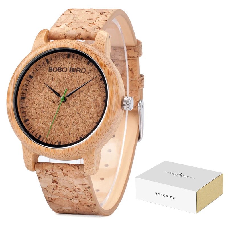 BOBO BIRD Handmade Wooden Couple Watches – Eco - Friendly Bamboo Timepieces with Cork Strap & Gift Box – Custom Logo Available - SMARTMARTNZ