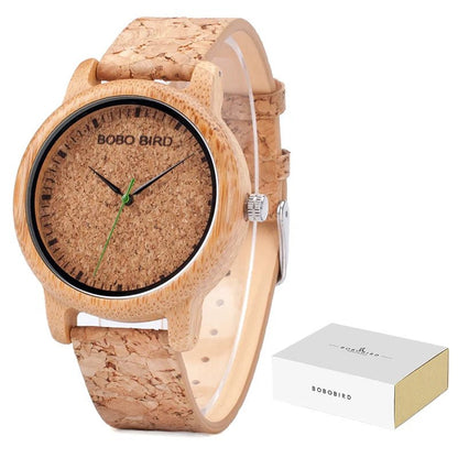BOBO BIRD Handmade Wooden Couple Watches – Eco - Friendly Bamboo Timepieces with Cork Strap & Gift Box – Custom Logo Available - SMARTMARTNZ