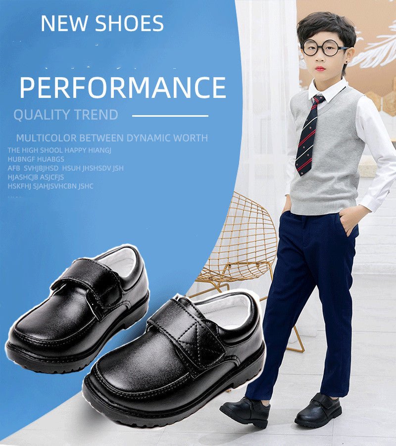 Boys’ Black British - Style Leather School Shoes – Classic, Comfortable & Easy Fit - SMARTMARTNZ