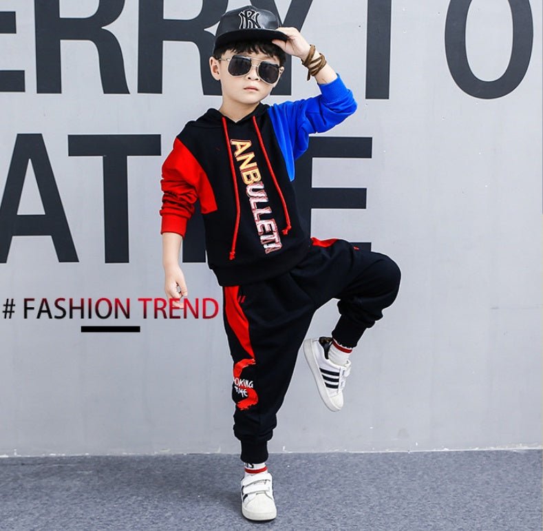 Boys spring suit new Korean children's clothing in the big boy boy long - sleeved sports two - piece suit tide clothes - SMARTMARTNZ