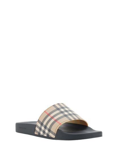 Burberry Brown Rubber Slides Sandals - SMARTMARTNZ