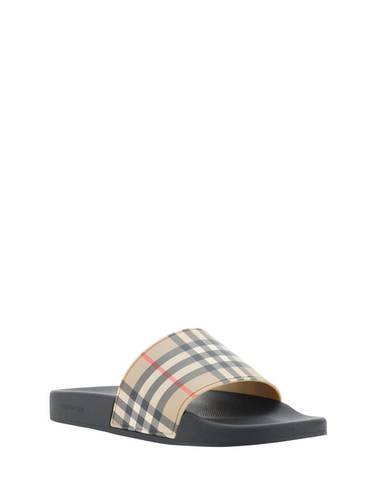 Burberry Brown Rubber Slides Sandals - SMARTMARTNZ