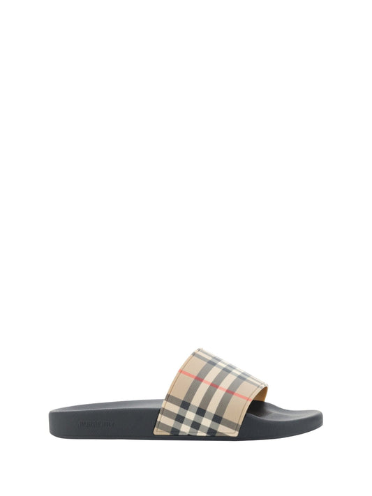 Burberry Brown Rubber Slides Sandals - SMARTMARTNZ